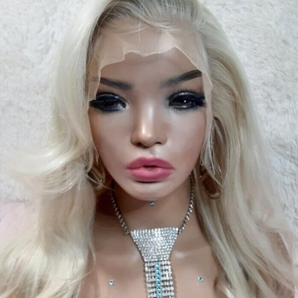 Realistic Human Hair Wig  Light Blonde Large Cap 13x4 Lace Front 18 In main image 4